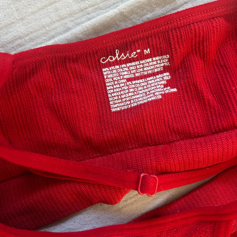 Colsie Vibrant Red Ribbed Bralette - Picture 3 of 3